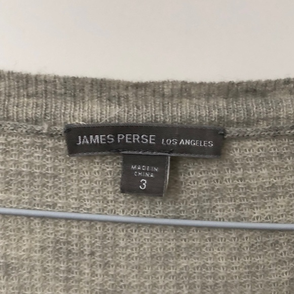 James Perse Los Angeles Gray Knit Cashmere Three Quarter Sleeve Sweater - Picture 3 of 8